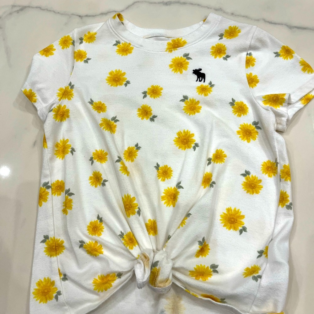 Abercrombie Yellow flower top with knot tie!